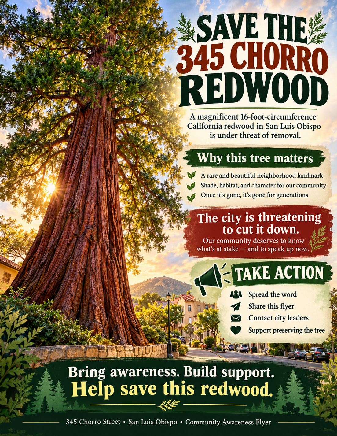 Save the 345 Chorro Redwood flyer